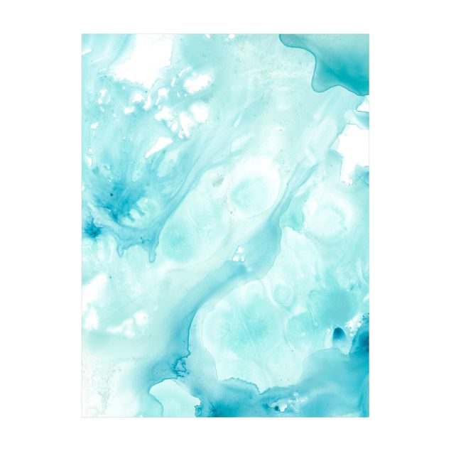Tappeto bagno blu Emulsione in bianco e turchese I