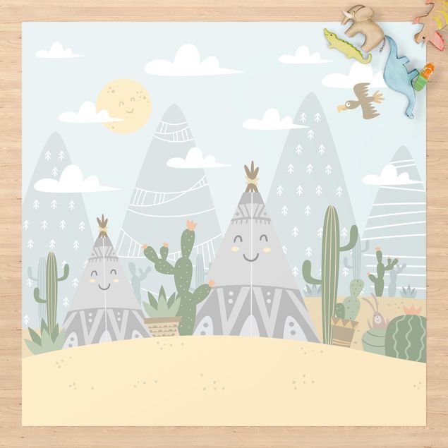 Tappeto per terrazzo esterno Tepee con cactus
