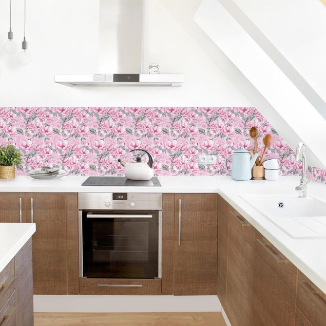 Rivestimenti cucina di plastica Sogno floreale rosato di rose in acquerello II