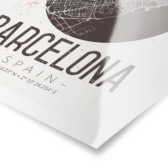 Poster - Mappa Barcelona - Retro - Verticale 4:3