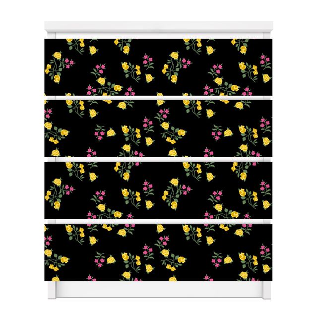 Carta adesiva per mobili IKEA - Malm Cassettiera 4xCassetti - Mille Fleurs Pattern
