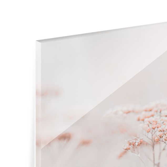 Paraschizzi in vetro - Fiori selvatici in rosa delicato - Formato orizzontale 3:2