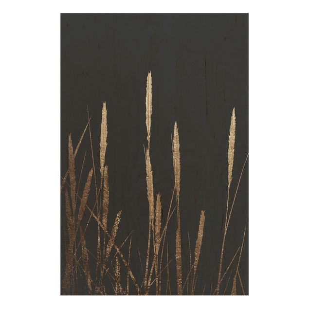 Stampa su legno - Mondo vegetale grafico - Canneto dorato - Verticale 3:2