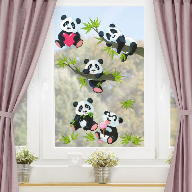Pellicola per vetri verde Panda e cuore Set