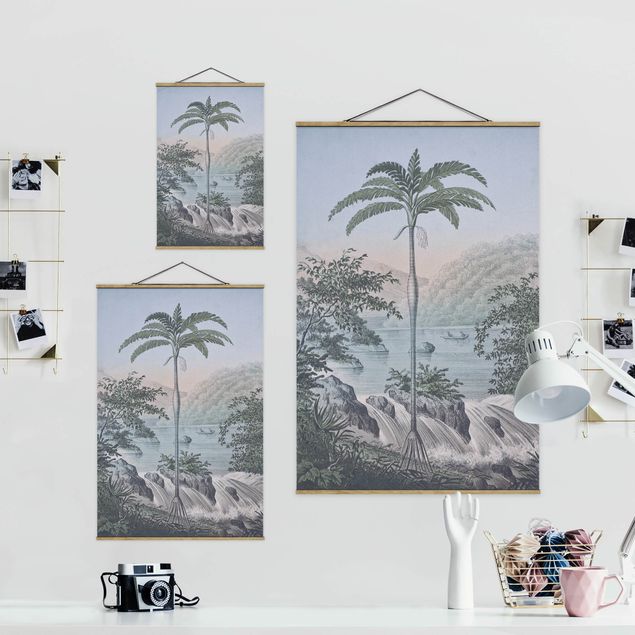 Foto su tessuto da parete con bastone - Vintage Illustrazione - Paesaggio Con La Palma - Verticale 3:2