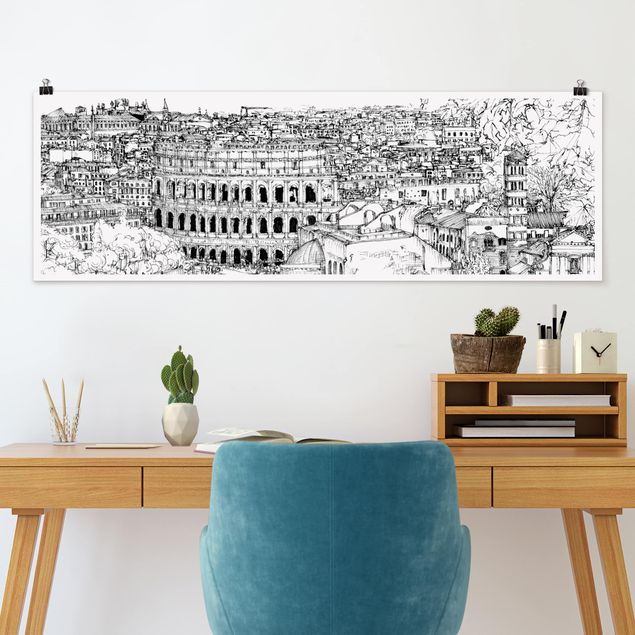 Poster illustrazioni Studio della città - Roma