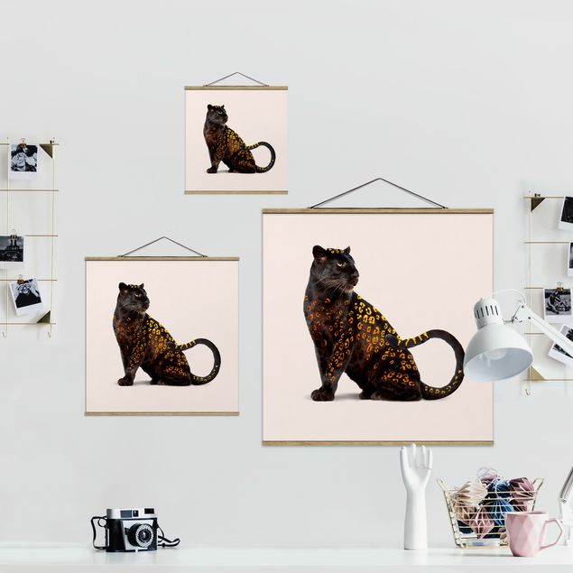Foto su tessuto da parete con bastone - Panthers d'oro - Quadrato 1:1