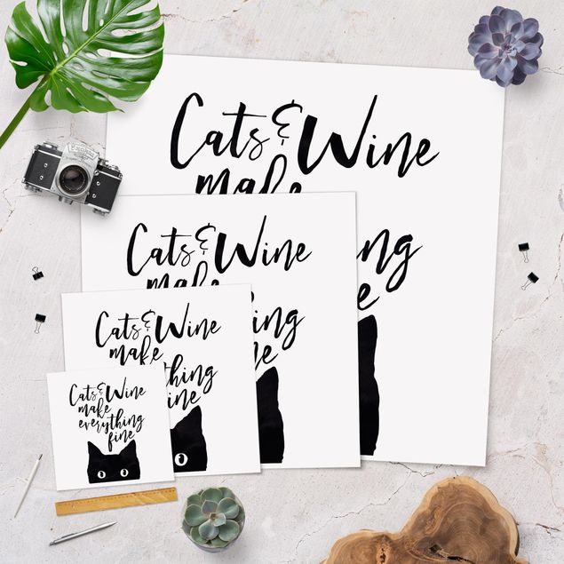 Poster - Gatti E Vino rendere tutto Belle - Quadrato 1:1