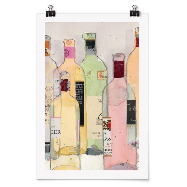 Poster - Bottiglie di vino in acquerello I - Verticale 3:2