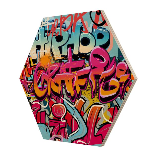 Esagono in legno - Hip Hop dei graffiti