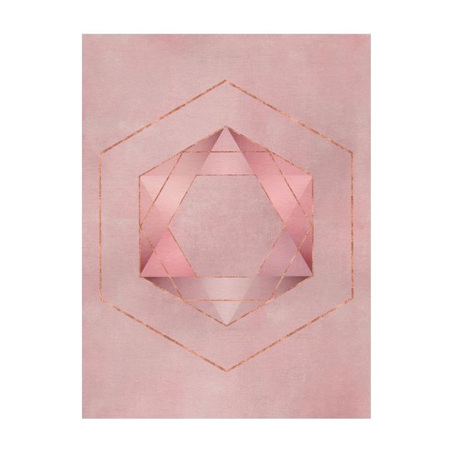 Tappeti rosa Geometria in rosa e oro I