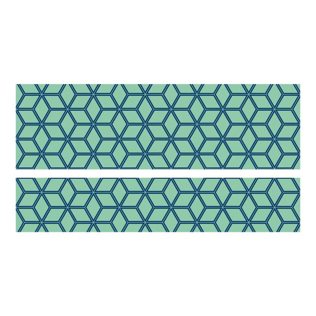 Carta adesiva per mobili IKEA - Malm Letto basso 140x200cm Cube pattern green