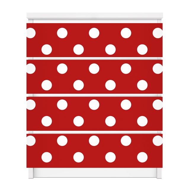 Carta adesiva per mobili IKEA - Malm Cassettiera 4xCassetti - No.DS92 Dot Design Girly Red