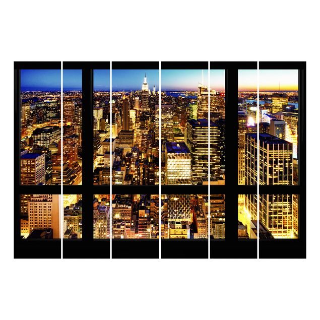 tende a pannello con binario Vista finestra New York di notte