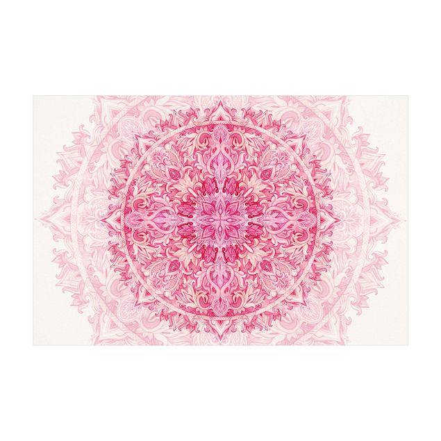 Tappeti in vinile grandi dimensioni Mandala Acquerello Ornamento Rosa