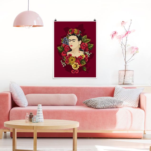 Poster - Frida Kahlo - Roses - Verticale 4:3