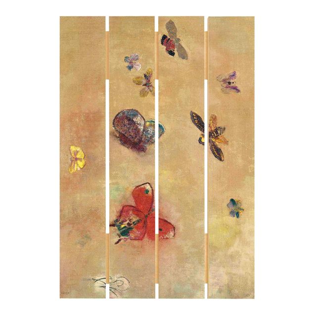 Stampa su legno - Odilon Redon - farfalle colorate - Verticale 3:2