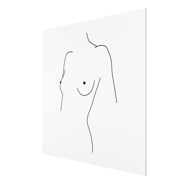 Stampa su Forex - Line Art Nudo Busto donna Bianco e nero - Quadrato 1:1