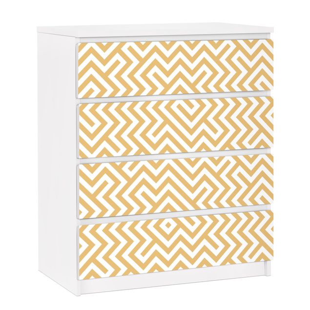 Carta adesiva per mobili IKEA - Malm Cassettiera 4xCassetti - Geometric Pattern Design Yellow