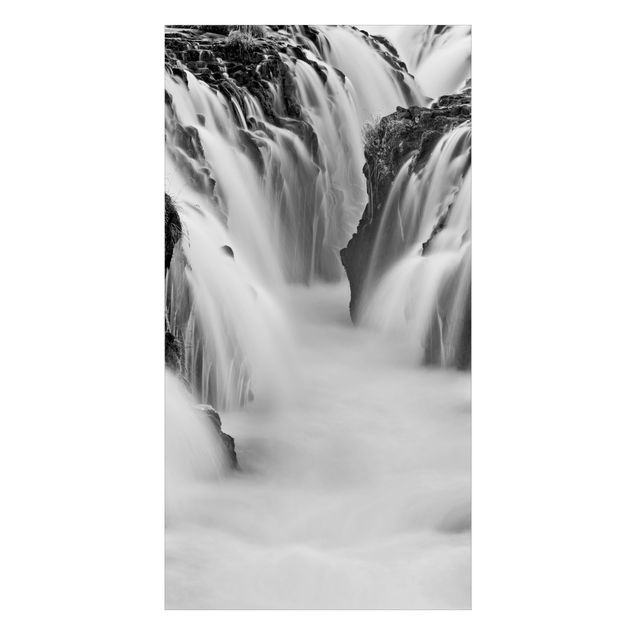 Rivestimento per doccia - Cascata Brúarfoss in Islanda bianco e nero