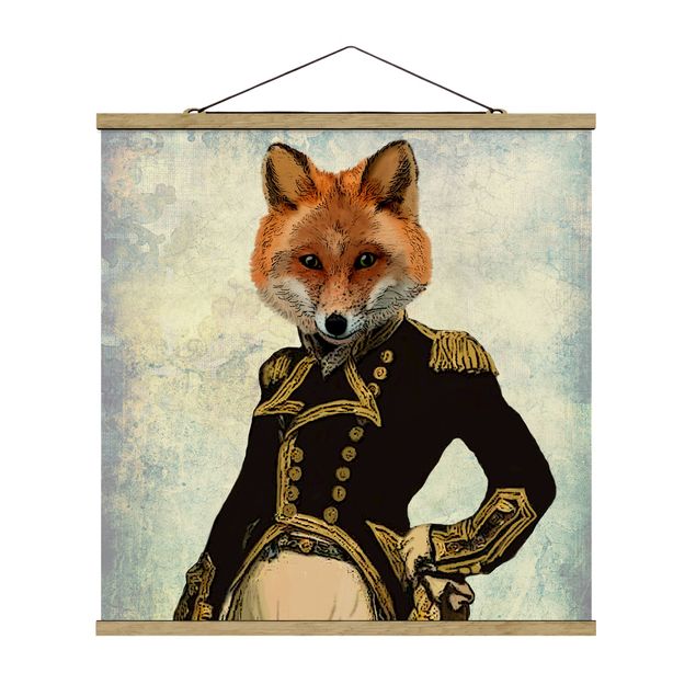 Quadro su tessuto con stecche per poster - Ritratto Animal - Fox Admiral - Quadrato 1:1