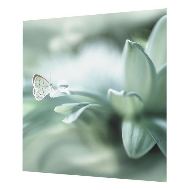 Paraschizzi in vetro - Butterfly And Dew Drops In Pastel Green