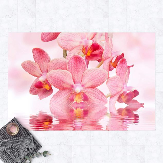 Tappeto per terrazzo esterno Orchidea rosa chiaro sull'acqua