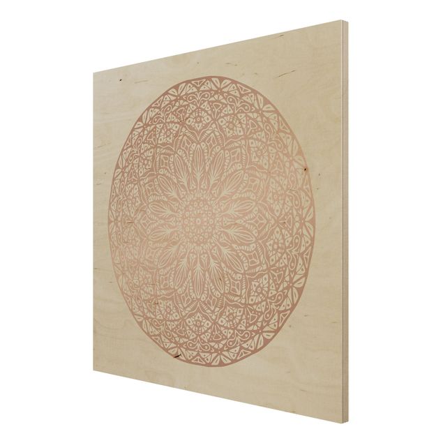 Stampa su legno - Mandala Ornament In Rame Oro - Quadrato 1:1