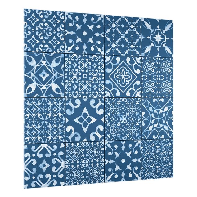 Paraschizzi in vetro - Pattern Tiles Navy White