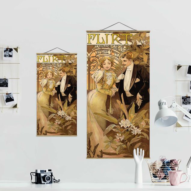 Quadro su tessuto con stecche per poster - Alfons Mucha - Pubblicità Poster For Flirt Biscuits - Verticale 2:1