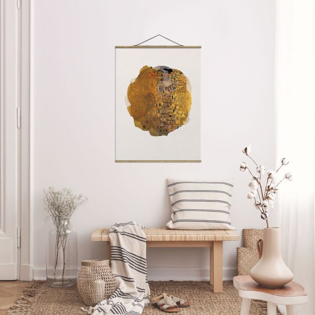 Foto su tessuto da parete con bastone - Acquerelli - Gustav Klimt - Ritratto di Adele Bloch-Bauer I - Verticale 4:3