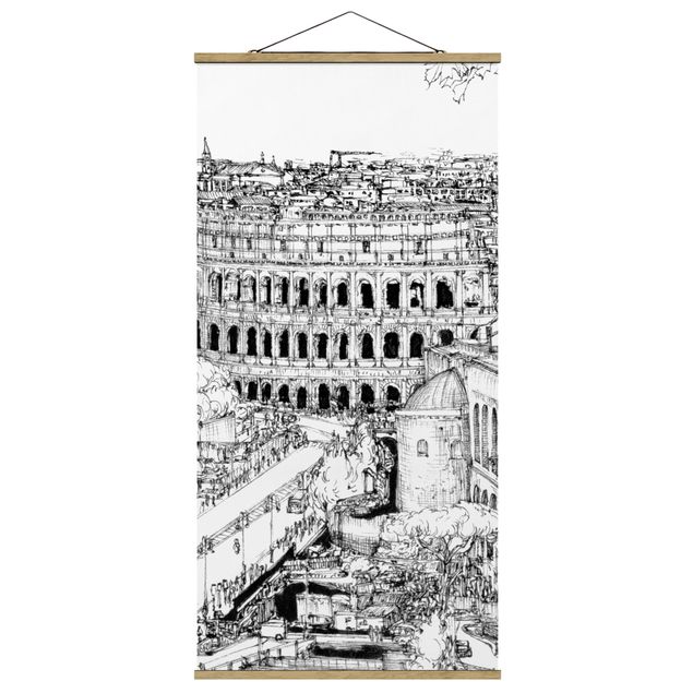 Quadro su tessuto con stecche per poster - Città Studi - Roma - Verticale 2:1