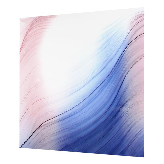 Paraschizzi in vetro - Danza di colori mélange blu con rosa - Quadrato 1:1