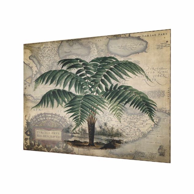 Paraschizzi in vetro - Vintage Collage - Palm And World Map