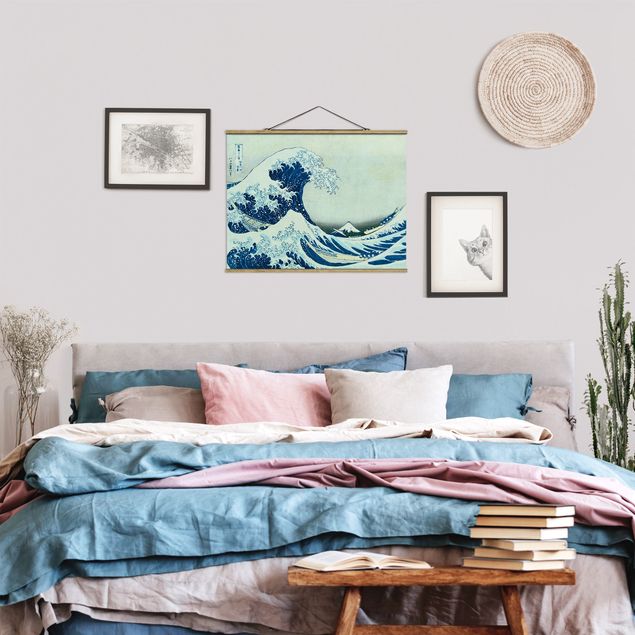 Foto su tessuto da parete con bastone - Katsushika Hokusai - La grande onda a Kanagawa - Orizzontale 3:4