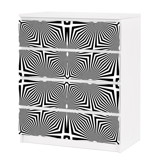 Carta adesiva per mobili IKEA - Malm Cassettiera 4xCassetti ? Abstract ornament black and white