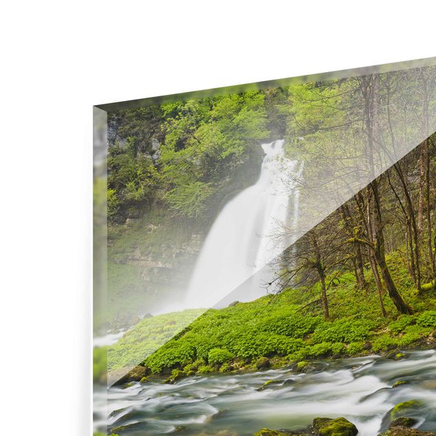 Quadro in vetro - Waterfalls Cascade De Flumen - Panoramico