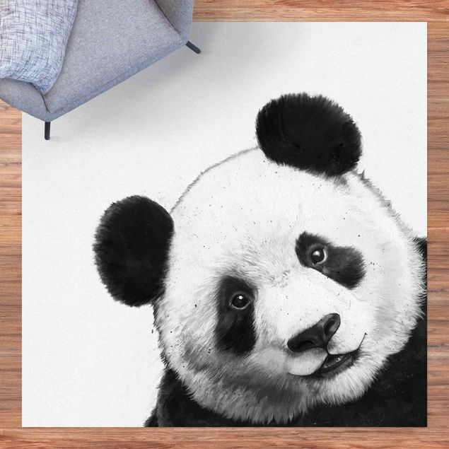 Tappeto per terrazzo esterno Illustrazione - Panda Disegno in bianco e nero