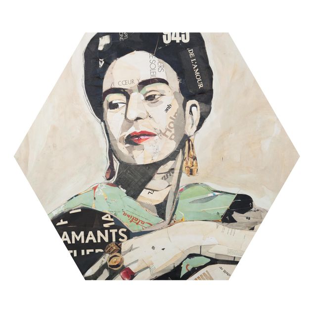 Esagono in Alluminio Dibond - Frida Kahlo - Collage No.4