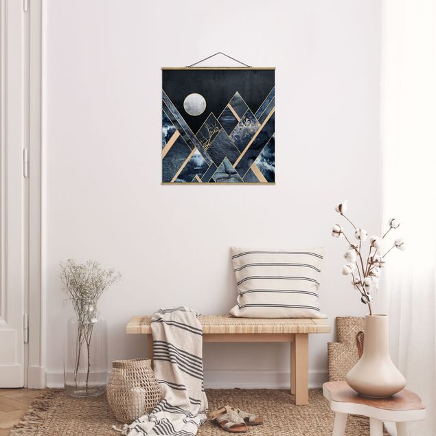 Abstrakte Malerei Luna d'oro Montagne nere astratte