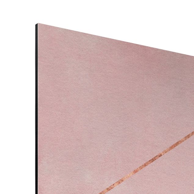 Stampa su alluminio spazzolato - Geometria In rosa e oro io - Verticale 4:3