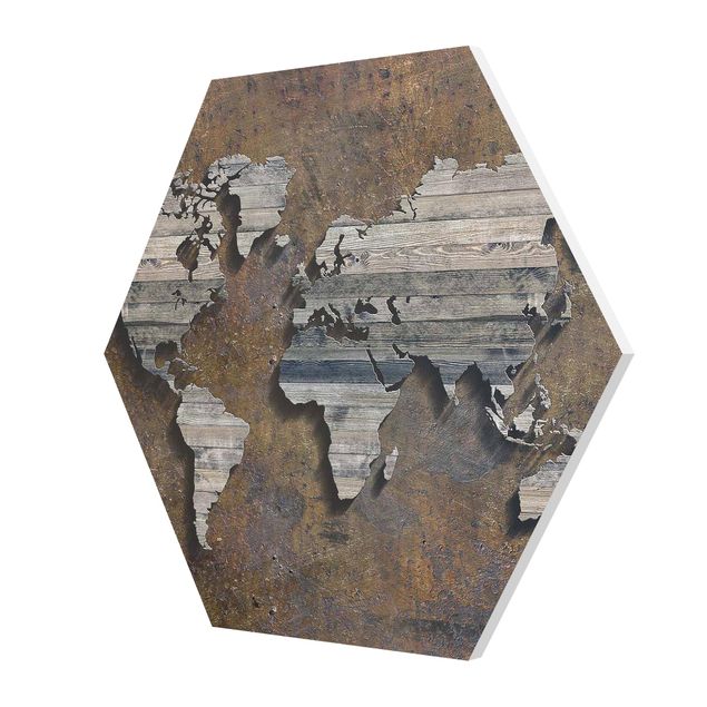 Esagono in forex - Mappa del mondo di legno Griglia