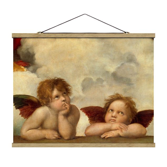 Foto su tessuto da parete con bastone - Raphael - due angeli - Orizzontale 3:4