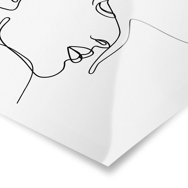 Poster - Gentle Line Art Faces Bianco e nero - Verticale 4:3