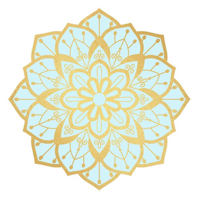 Adesivo murale - Mandala Fiore modello Oro Azzurro