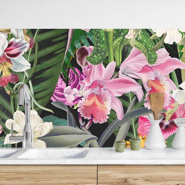 Rivestimenti cucina pannello Collage di fiori tropicali colorati II