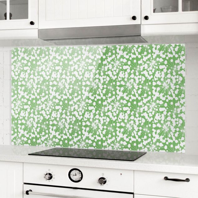 paraschizzi cucina vetro magnetico Motivo naturale Soffione con puntini davanti al verde