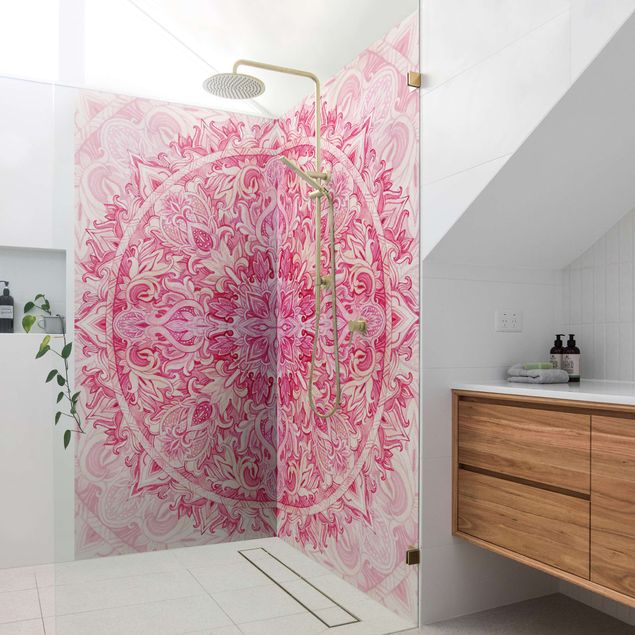 Rivestimenti per doccia disegni Mandala Acquerello Ornamento Rosa