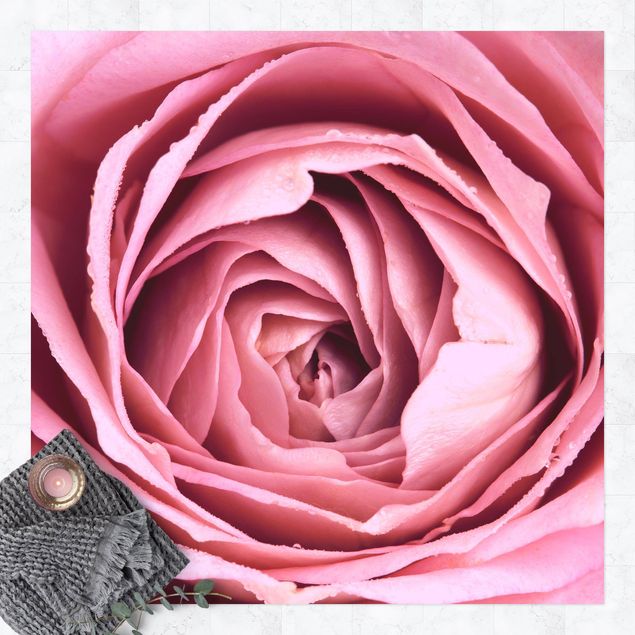 Tappeto per terrazzo esterno Fiore di rosa rosa