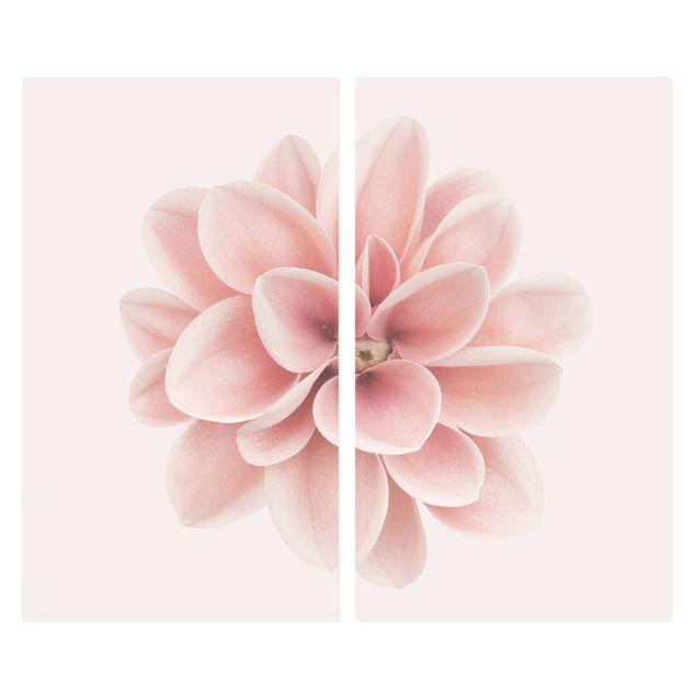 Coprifornelli in vetro - Dalia centrata in pastello rosa - 52x60cm